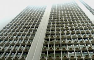 Air conditioners like those used in this tower block use highly potent greenhouse gases known as HFCs
