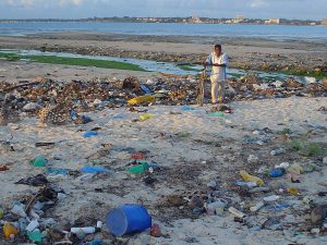 plastic on the beach at masani bay