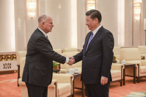 <p>China&#39;s President Xi Jinping meets California Governor Jerry Brown in Beijing, June 2017&nbsp;(Image:&nbsp;Gov. Brown Press Office)</p>