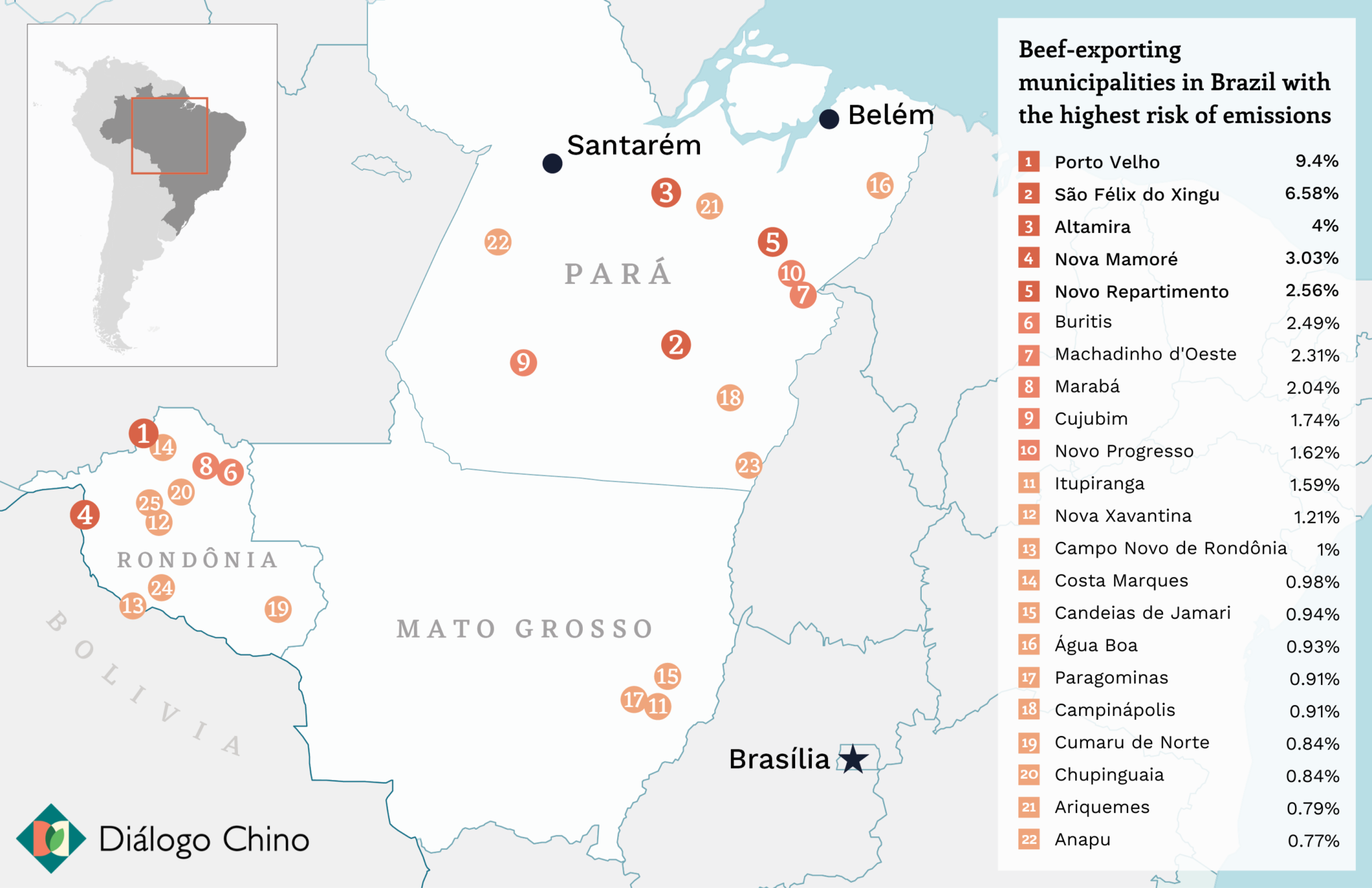 beef exporting cities in brazil map