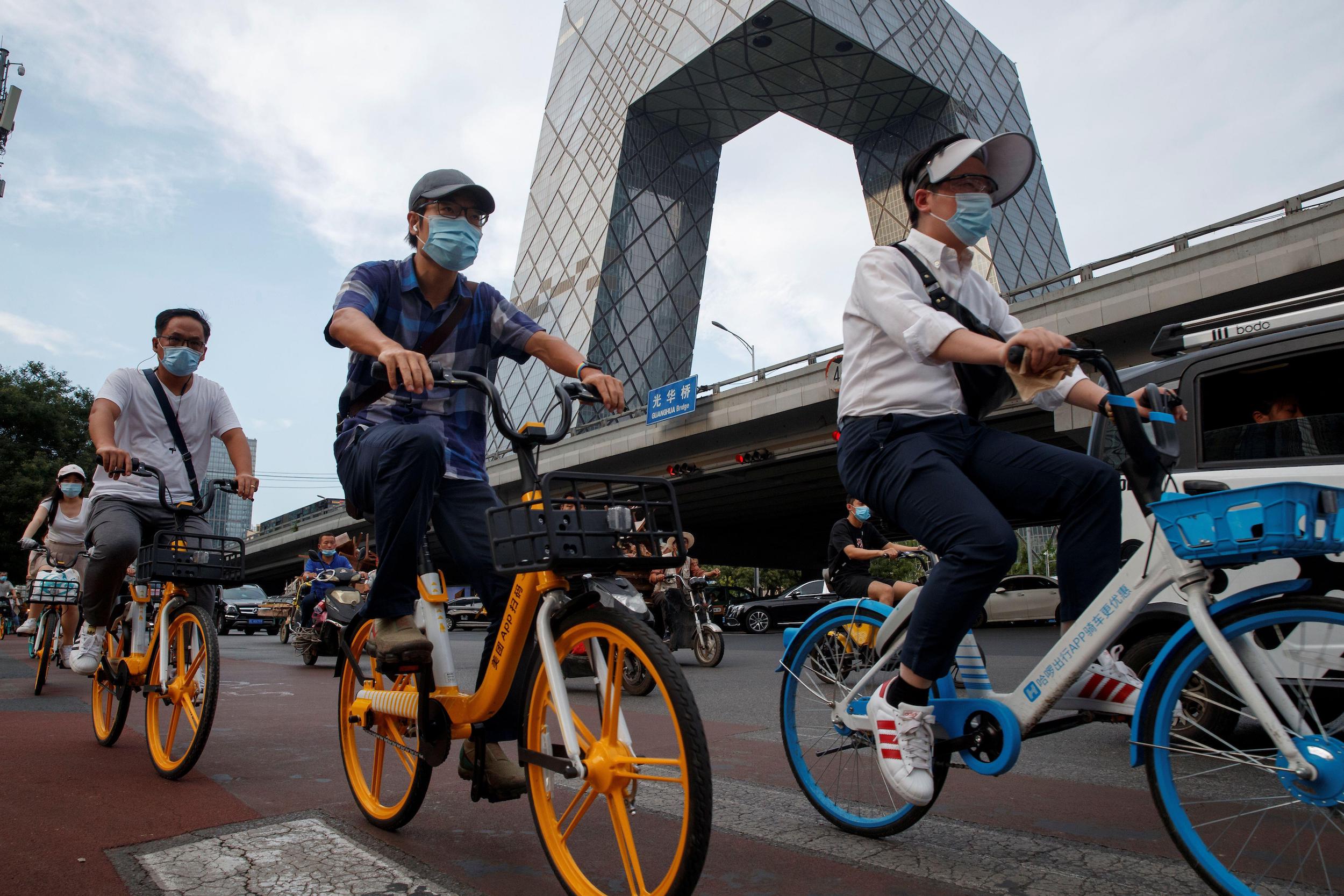 Ride-share cyclists in Beijing this August (Image: Alamy)