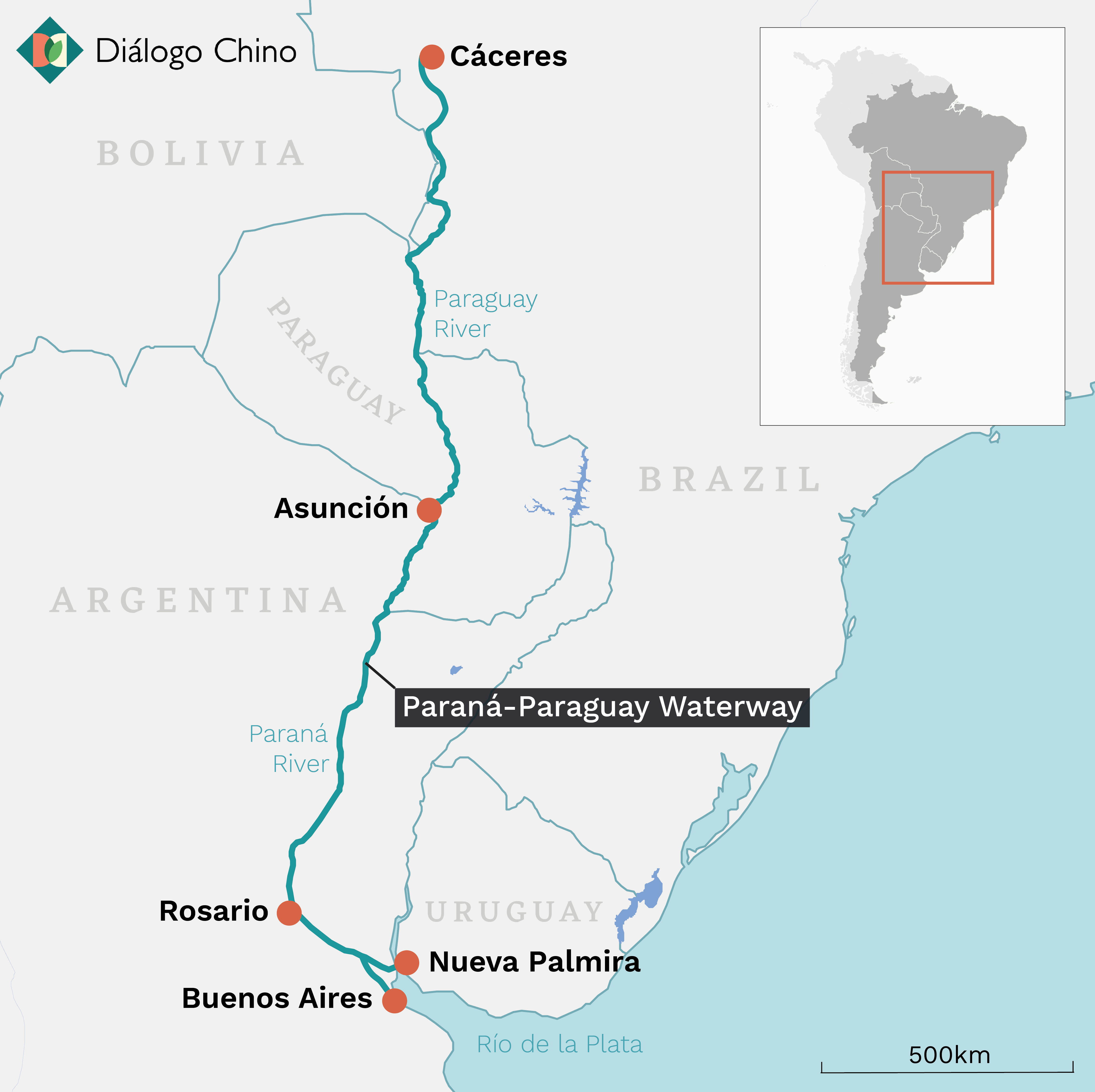 Paraná–Paraguay Waterway Map 
