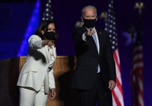 <p>US President-elect Joe Biden and Vice President-elect Kamala Harris celebrate their victory in the 2020 presidential election (Image: Pat Benic / Alamy)</p>
