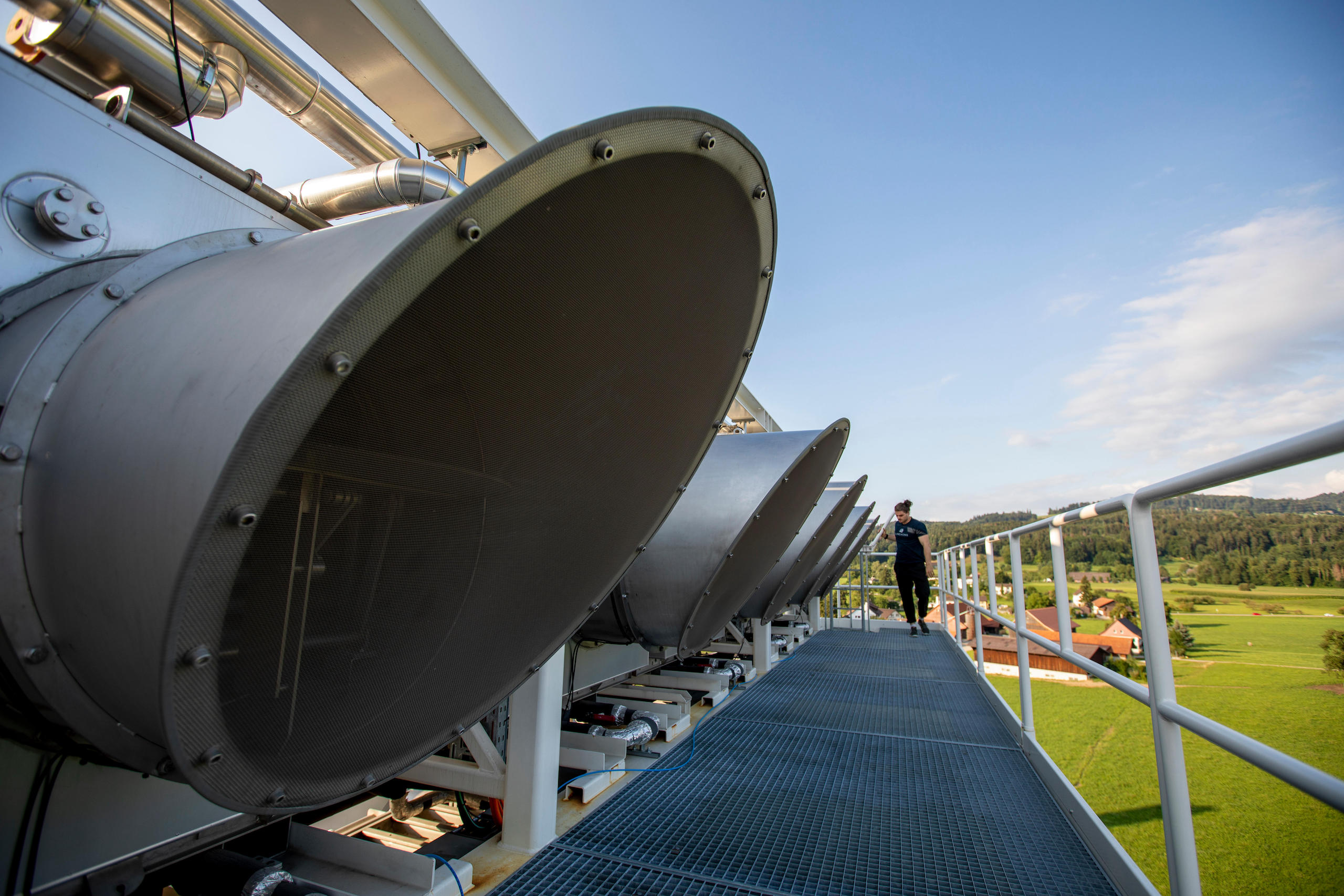 carbon dioxide removal technology: direct air capture fans on roof