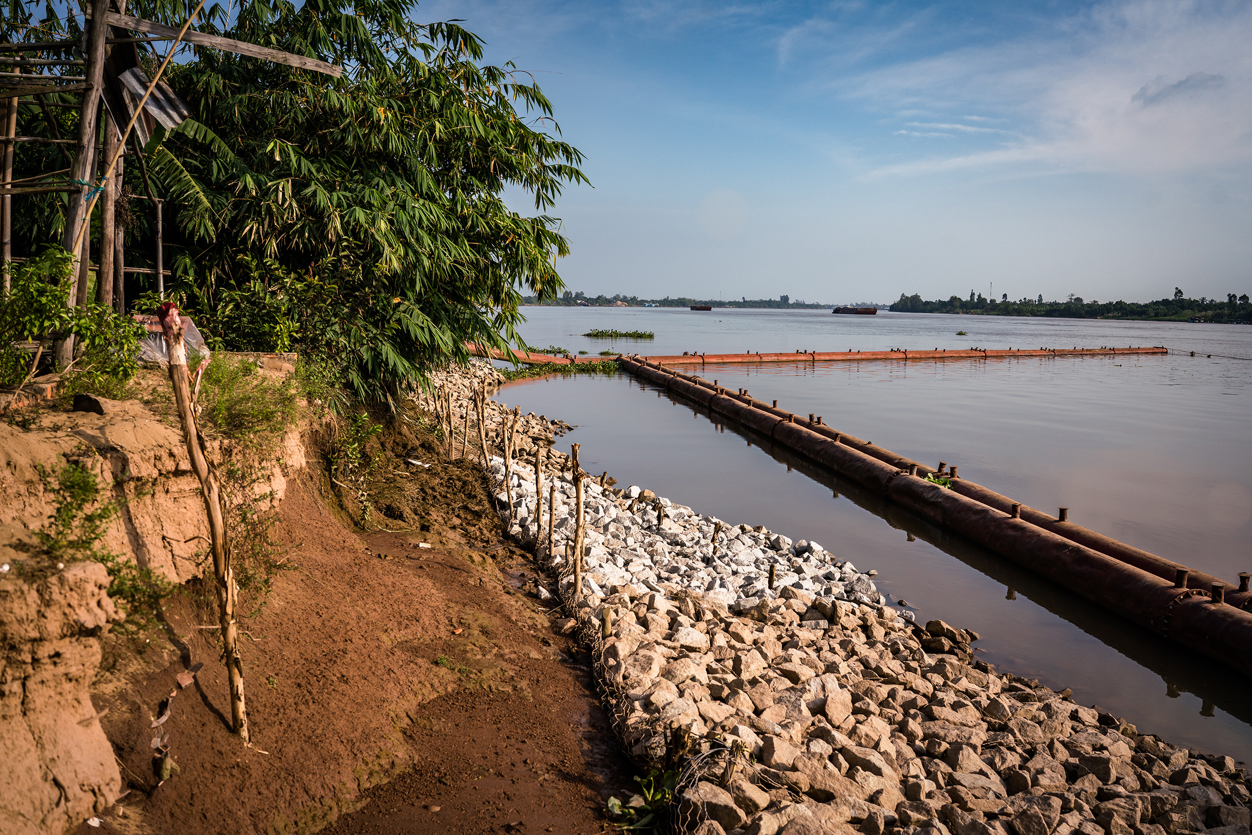 In a dynamic place like the Mekong delta, such solid embankments often act to worsen erosion downstream