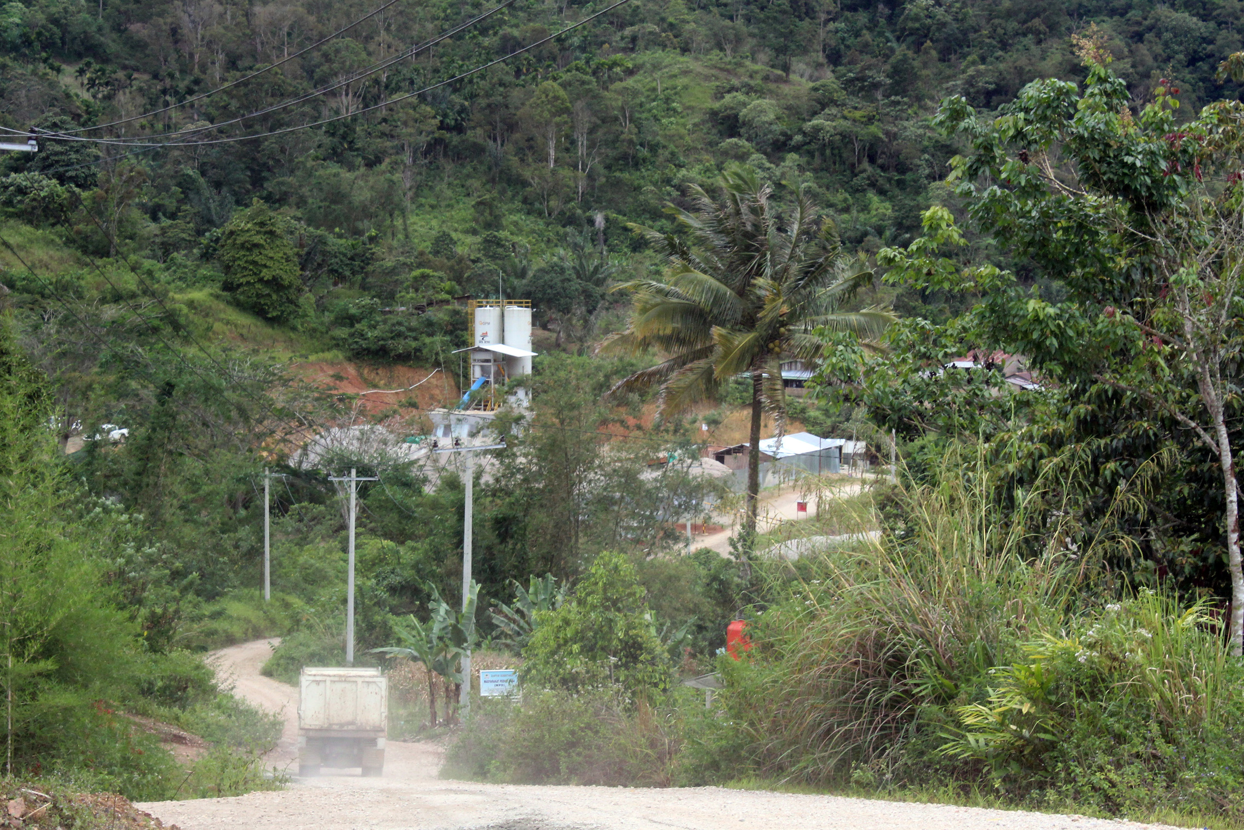 road to mining production area at Longkotan village