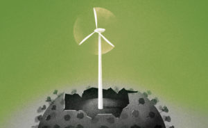 The US has signalled its intention to invest heavily in wind power as part of its Covid-recovery plan (Illustration: <a href="https://www.danielstolle.com/">Daniel Stolle</a>/China Dialogue)