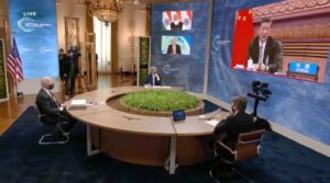 4月22日，习近平主席作为第一位外国领导人在美国总统拜登主持的气候峰会上发言。图片来源：BJ Warnick / Alamy