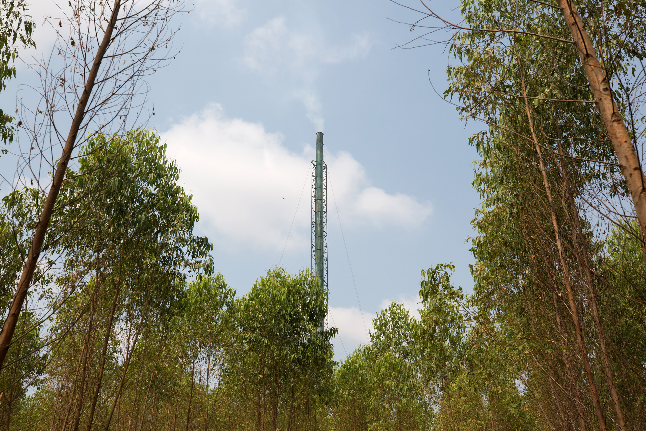The chimney of a Chinese owned factory alleged to have polluted the surrounding area.