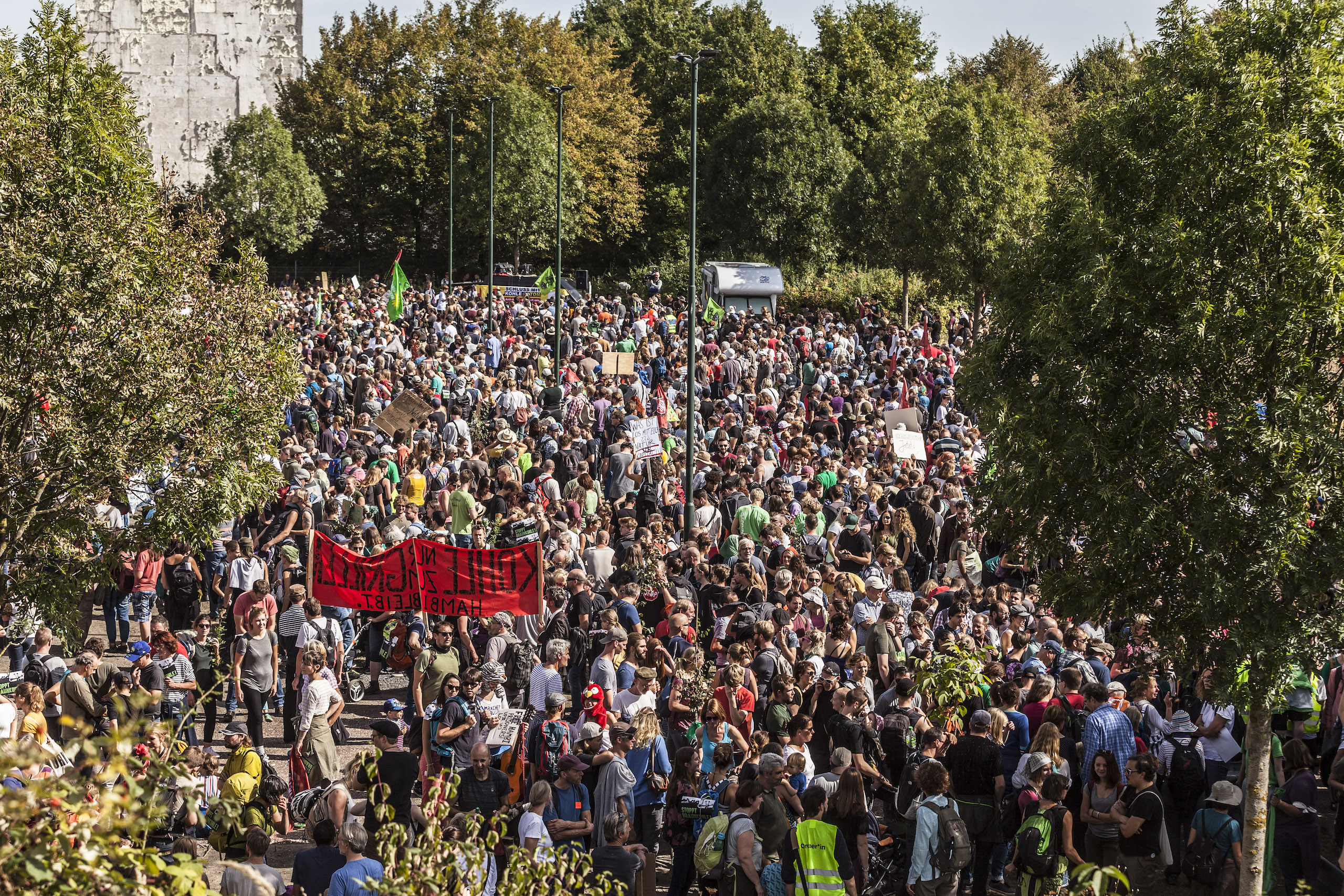 Demonstration to protest against RWE´s plans for logging in Hambach Forest for coal mining. The phase out of coal is a major issue in the 2021 German election