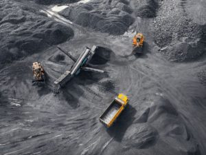 aerial view of open-cast coal mining, Russia
