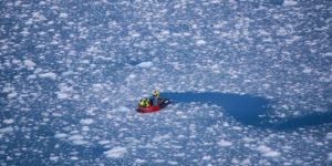 Scientists in Antarctica, on boat in Southern ocean