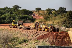 <p>Construction work in Murchison Falls National Park, Uganda. The proposed east Africa crude oil pipeline (EACOP) would link up the Tilenga oil field, which sits inside the park&#8217;s boundary, with the port city of Tanga in Tanzania. (Image: Erik Sampers / Alamy)</p>
