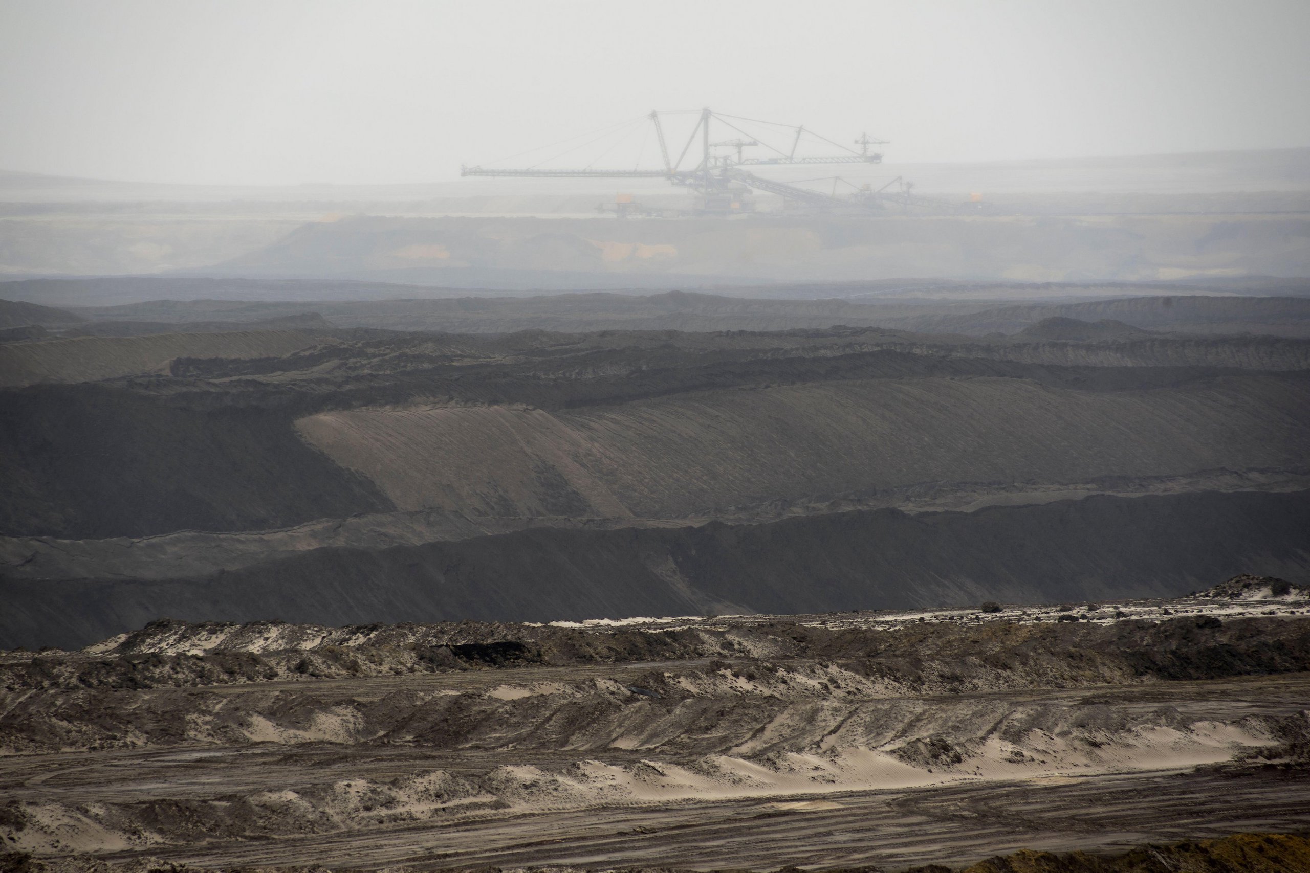 Mining machines in the Welzow-Süd open-cast mine in Lusatia Germany