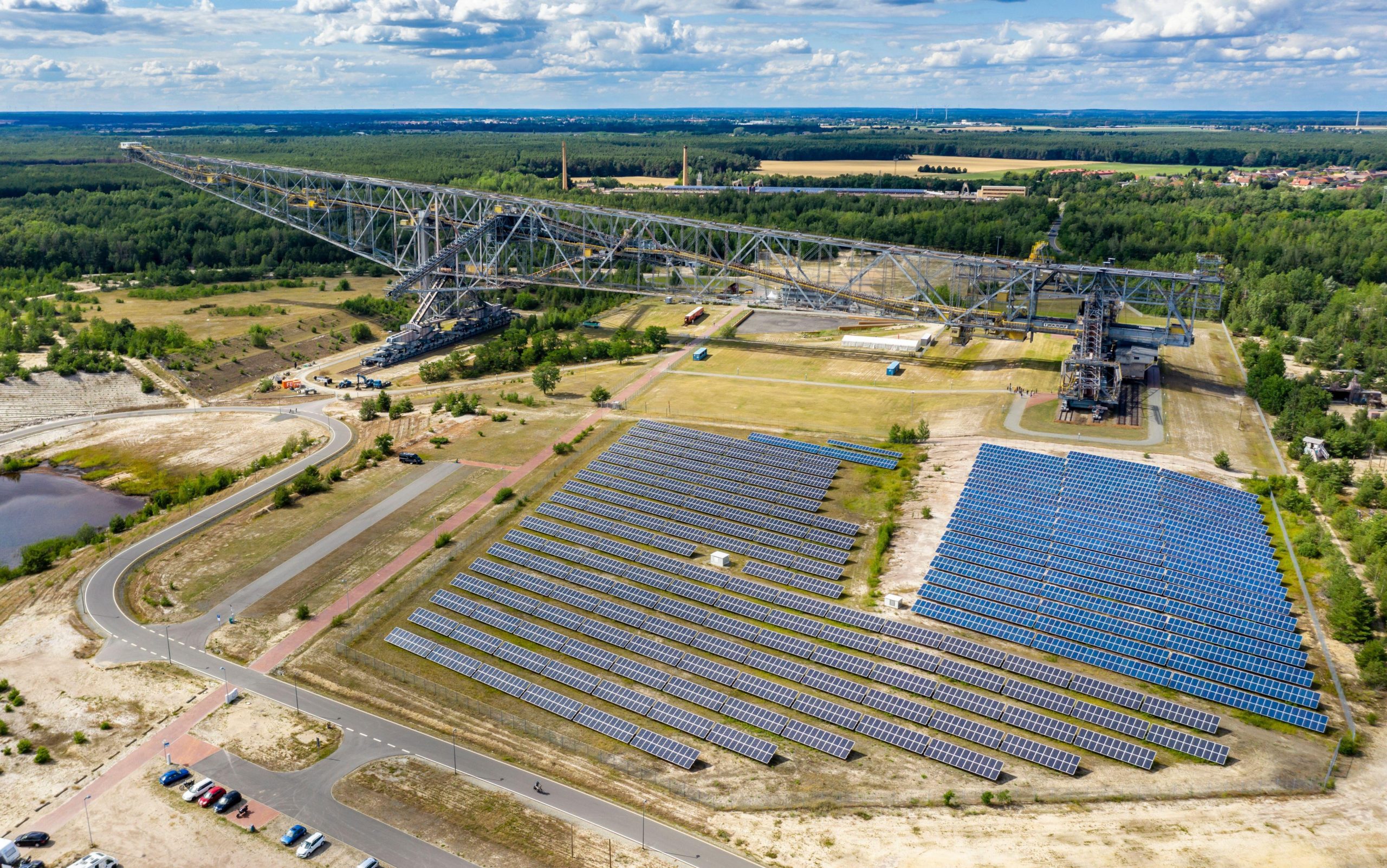 Solar plant at conveyer brigde F60 in Lichterfeld Germany