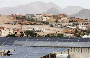 Solar panels on the rooftop of a hotel in Sharm el-Sheikh, the host city for COP27