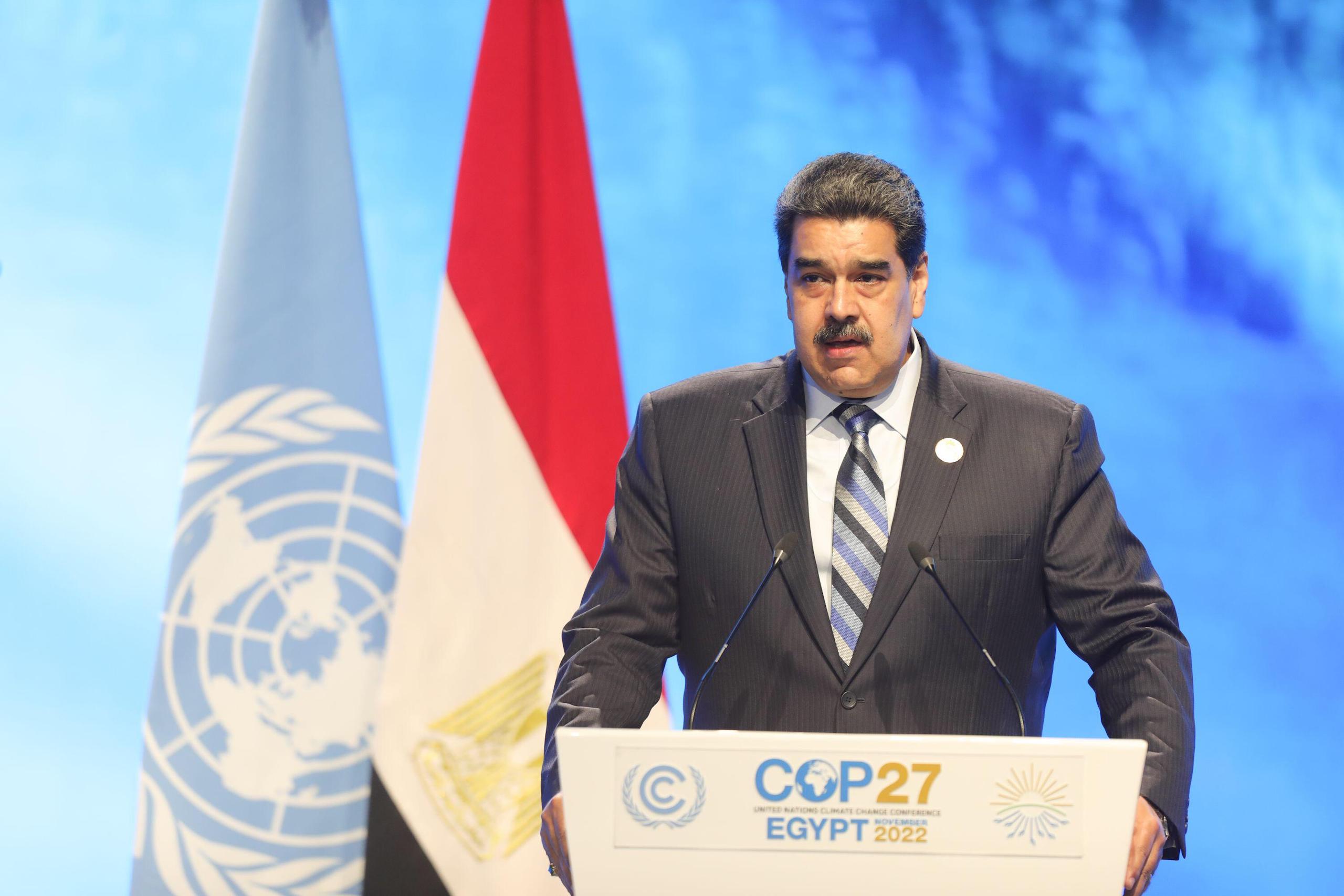 Venezuelan President Nicolas Maduro delivers a speech on COP27