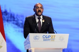 <p>Gaston Browne, prime minister of Antigua and Barbuda, told reporters on the sidelines of COP27 that finance for loss and damage should come from wealthy states and taxes on fossil fuel firms (Image: IISD/ENB)</p>