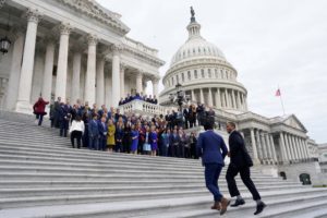 <p>Members of Congress elected in the midterm elections gather for a “class photo” on the steps of Capitol Hill in Washington DC (Image: Yuri Gripas / Alamy)</p>