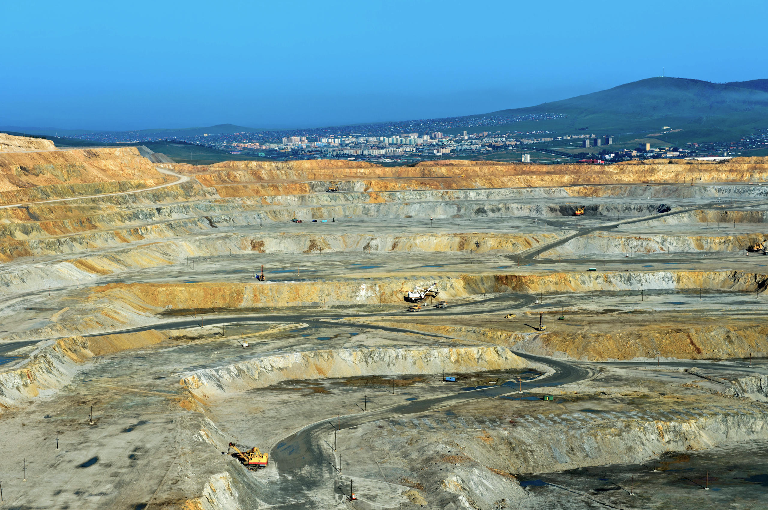 An open-pit copper mine in Mongolia