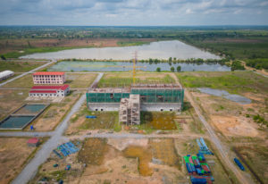 Aerial view of a building under construction